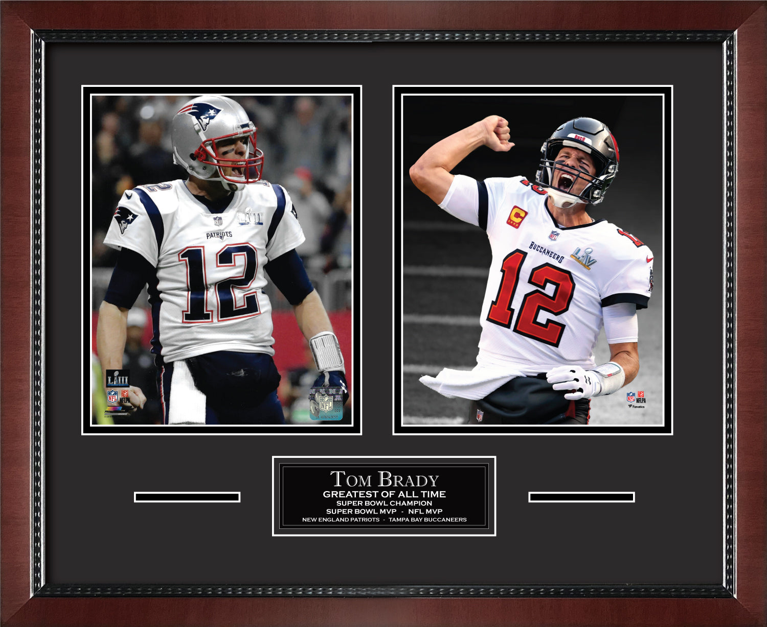 Tom Brady Tampa Bay Buccaneers and New England Patriots Framed Photo Collage