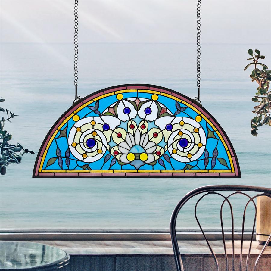 Callidora Demi-Lune Tiffany-Style Stained Glass Window – Franklin Mint