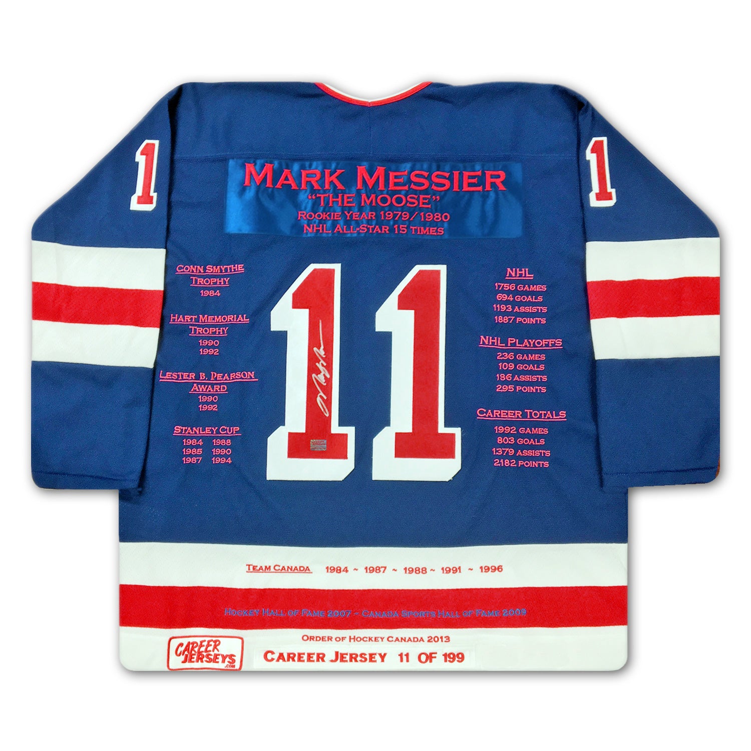 Jersey signed by New York Rangers alum #11 Mark Messier - NHL Auctions