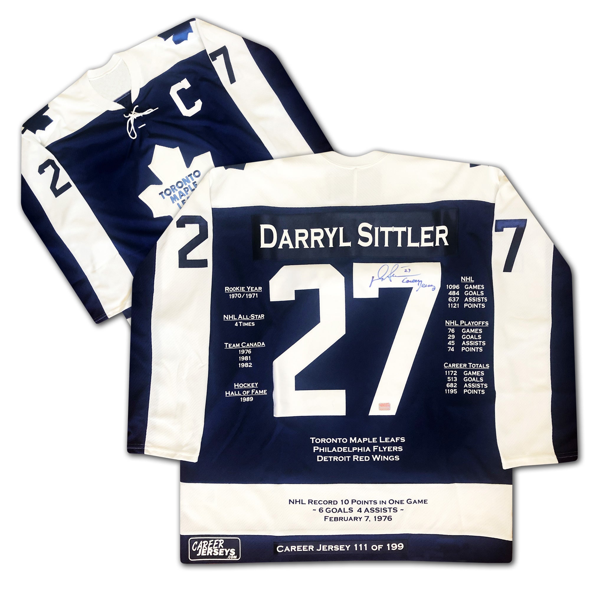 Darryl Sittler Signed Toronto Maple Leafs White Hockey Jersey