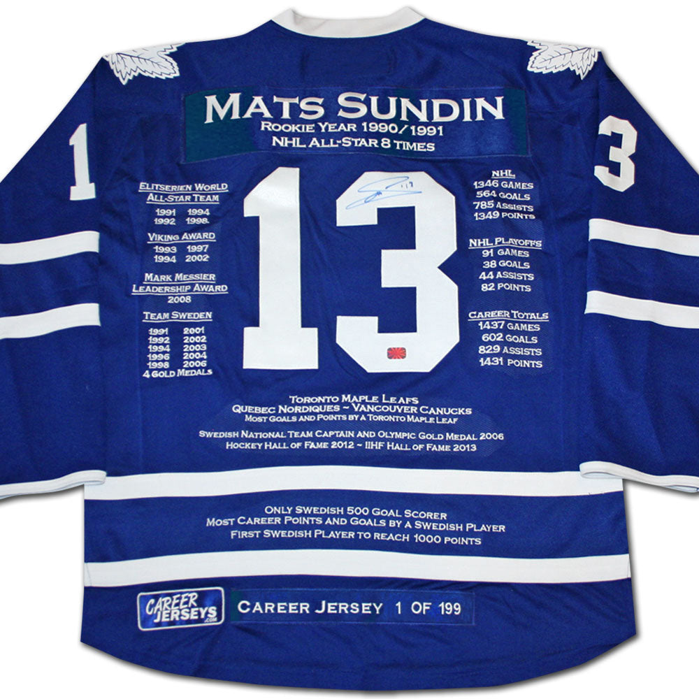 Mats Sundin 13 Quebec Nordiques Hockey Jersey