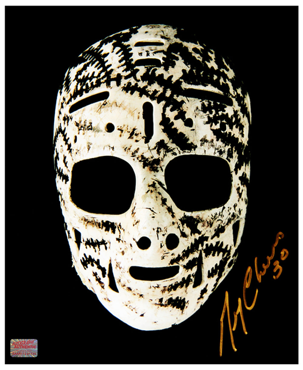 GERRY CHEEVERS Boston Bruins SIGNED 8x10 Mask Photo