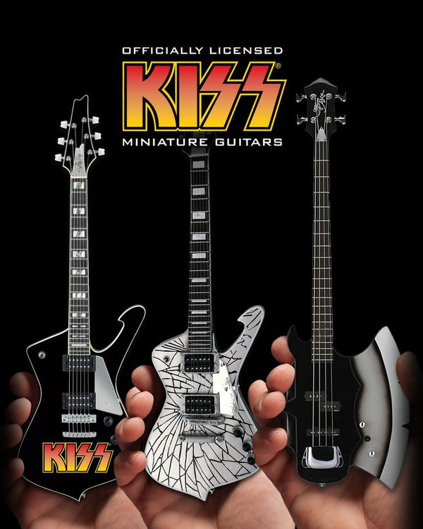 Officially Licensed KISS SET of 3 Replica Mini Guitars AXE